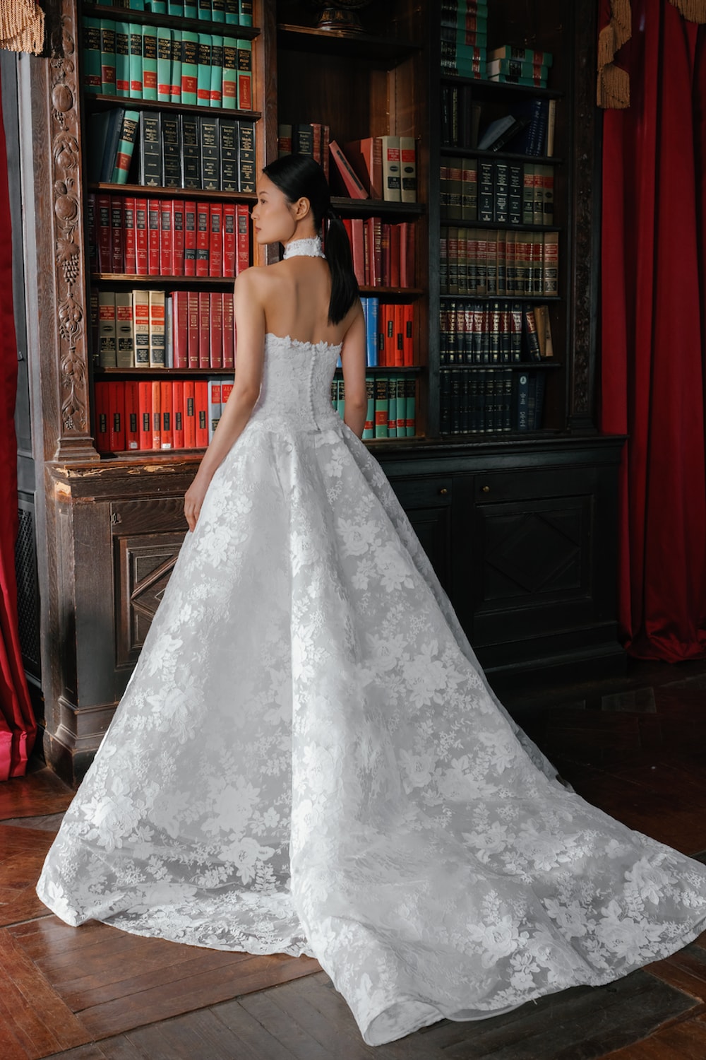 Dramatic and Embroidered Lace Ball Gown with Basque Waist by Sareh Nouri — image 4 of 5
