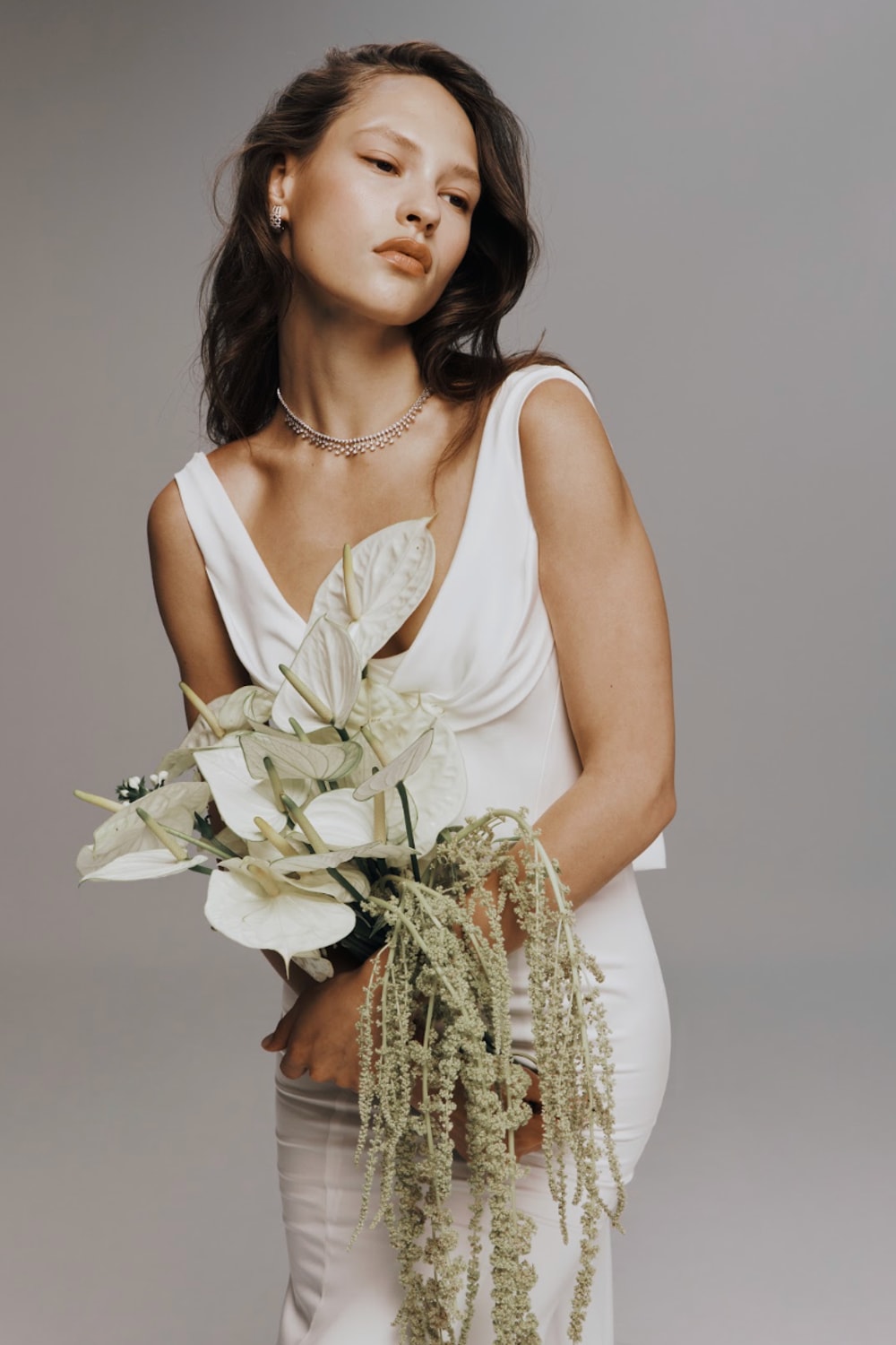 Modern Scoop Neck Sheath Wedding Dress by Nicole + Felicia For Kleinfeld — image 4 of 4