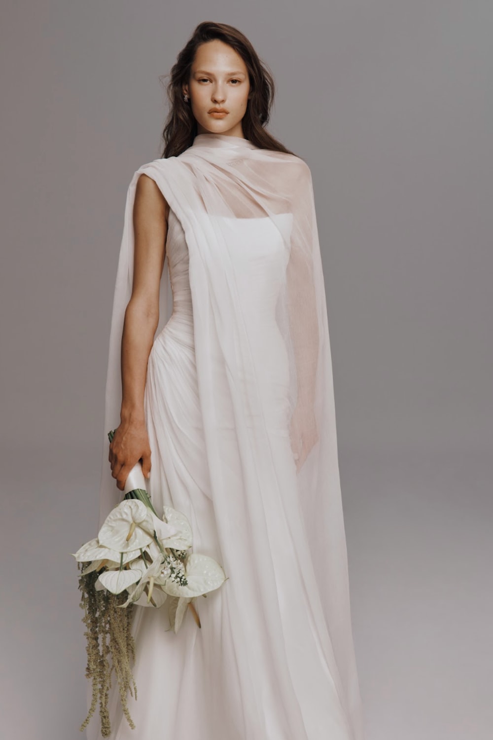 Simple Strapless Sheath Wedding Dress with Chiffon Ruching by Nicole + Felicia For Kleinfeld — image 2 of 3
