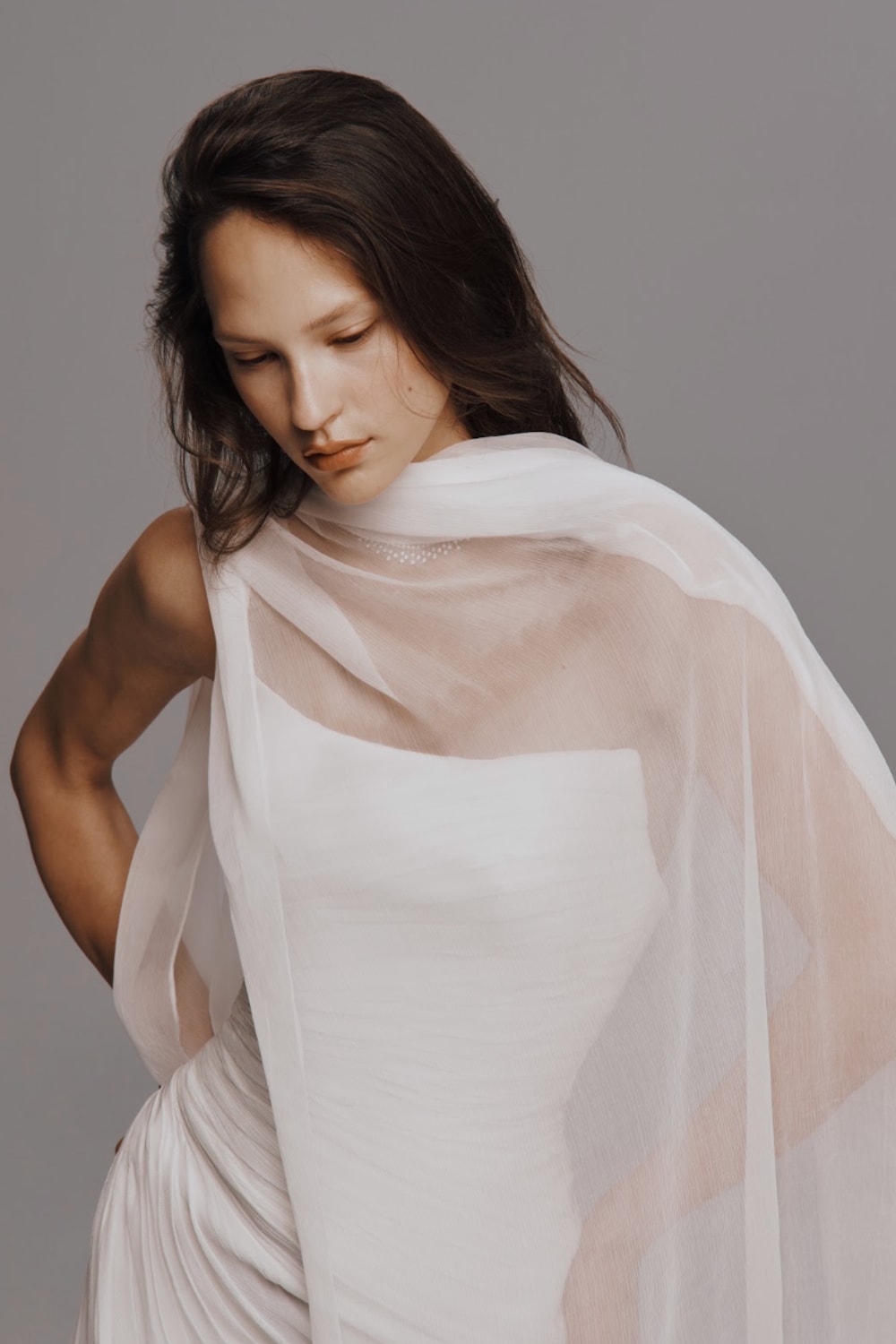 Simple Strapless Sheath Wedding Dress with Chiffon Ruching by Nicole + Felicia For Kleinfeld — image 3 of 3
