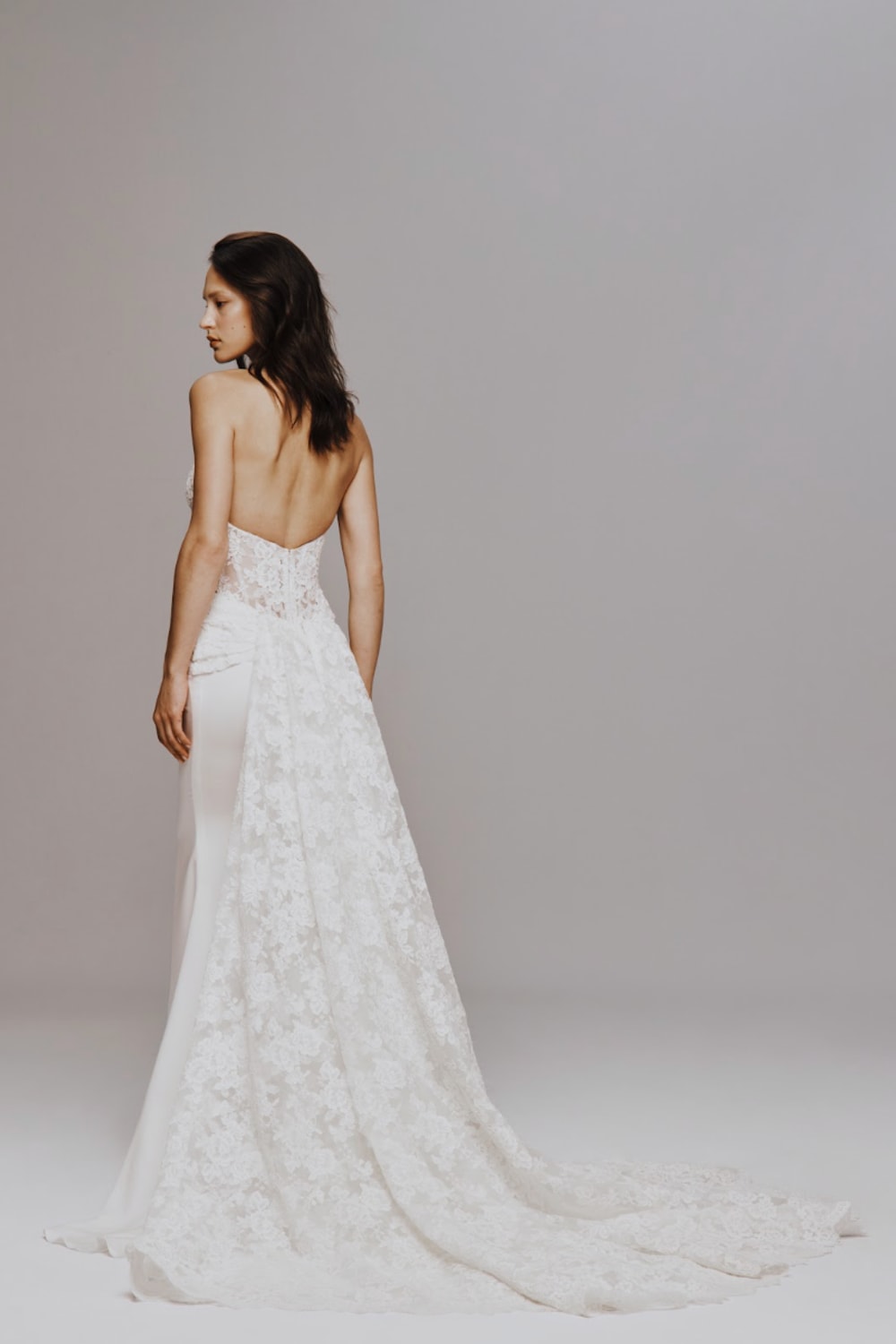 Halter Neck Mermaid Wedding Dress with Lace Detailing by Nicole + Felicia For Kleinfeld — image 2 of 5