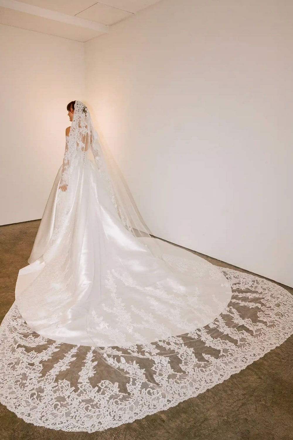Off-The-Shoulder Lace Sheath Wedding Dress with Detachable Overskirt by Love by Pnina Tornai — image 3 of 3