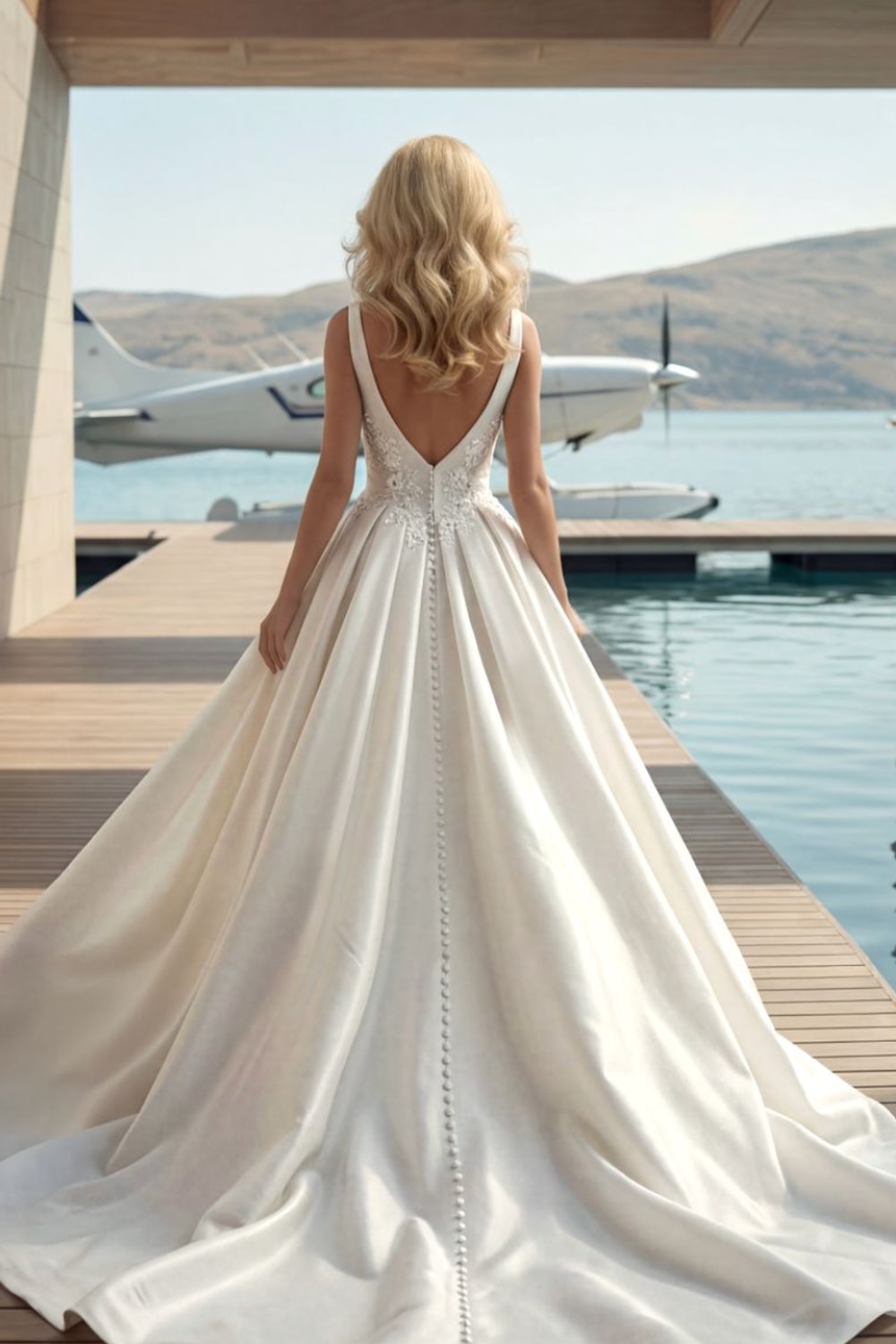 Simple V-Neck Ball Gown with Bodice Details by Randy Fenoli — image 2 of 3