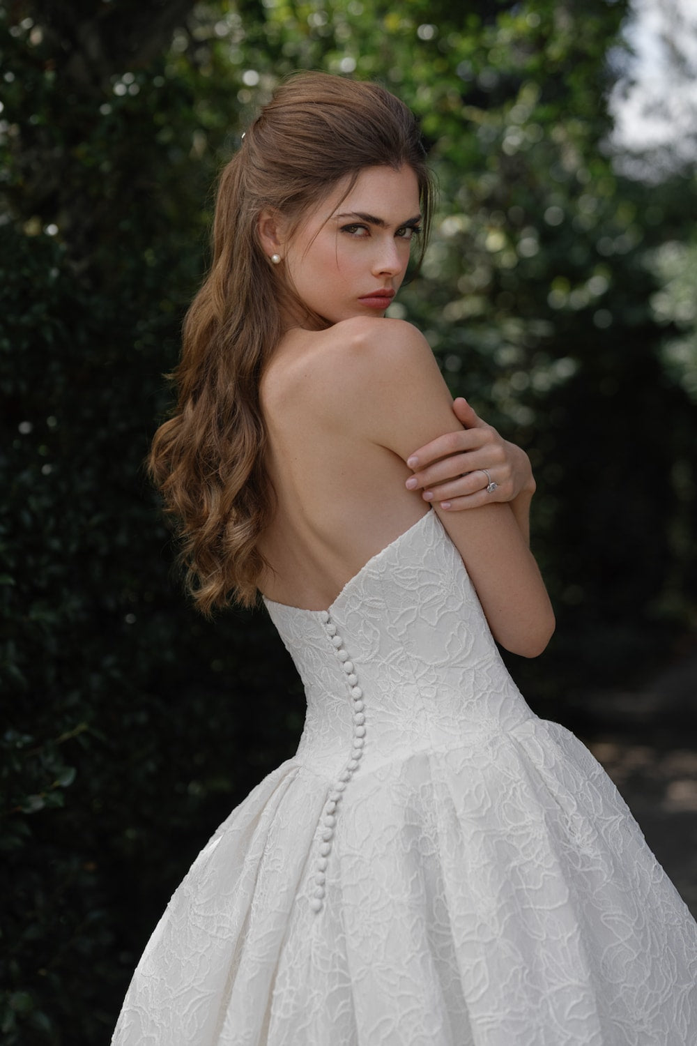 Classic Corded Floral Lace Ball Gown with Basque Waist by Anne Barge — image 2 of 2