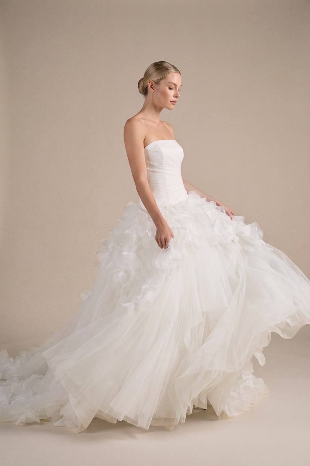 Romantic Ball Gown with Voluminous Organza Skirt by Kleinfeld By Viola Chan — image 2 of 4