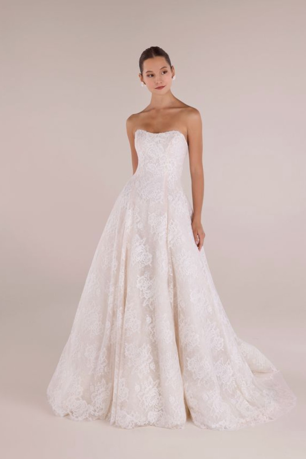 Romantic Blossom Corded Lace Strapless Ball Gown by Anne Barge — image 1 of 2