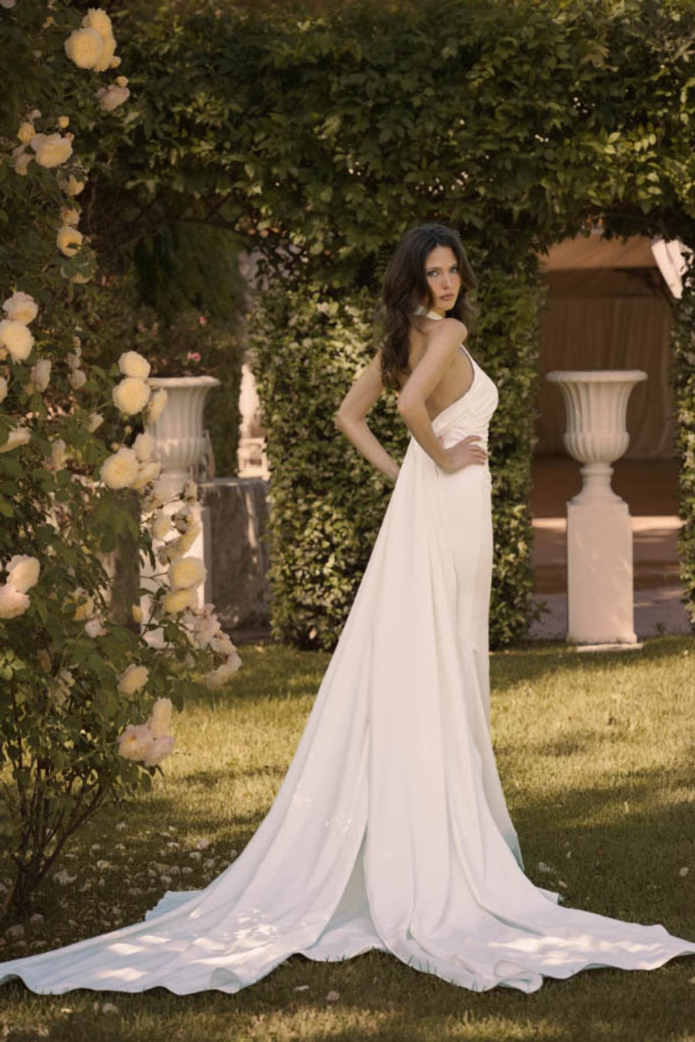 Simple High-Neck Sheath Wedding Dress by Maison Signore — image 3 of 3