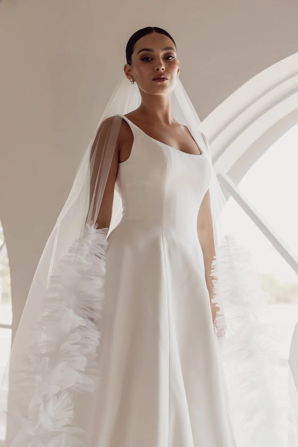 Clean and Simple A-Line Wedding Dress by Trish Peng — image 2 of 3