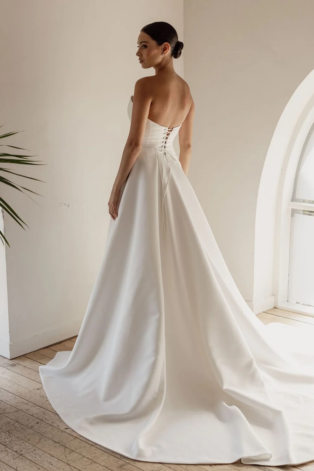 Plus-Size Modern A-Line Wedding Dress with Pleating by Trish Peng — image 4 of 4