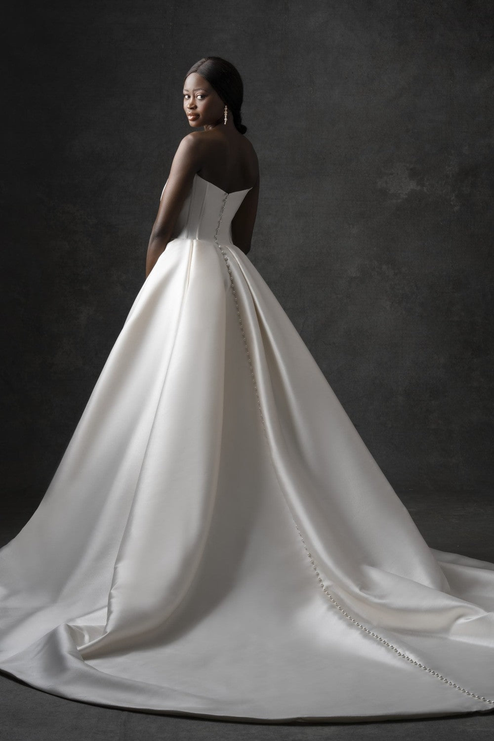 Chic And Unique Corset Ball Gown With Buttons by Allure Bridals — image 4 of 4