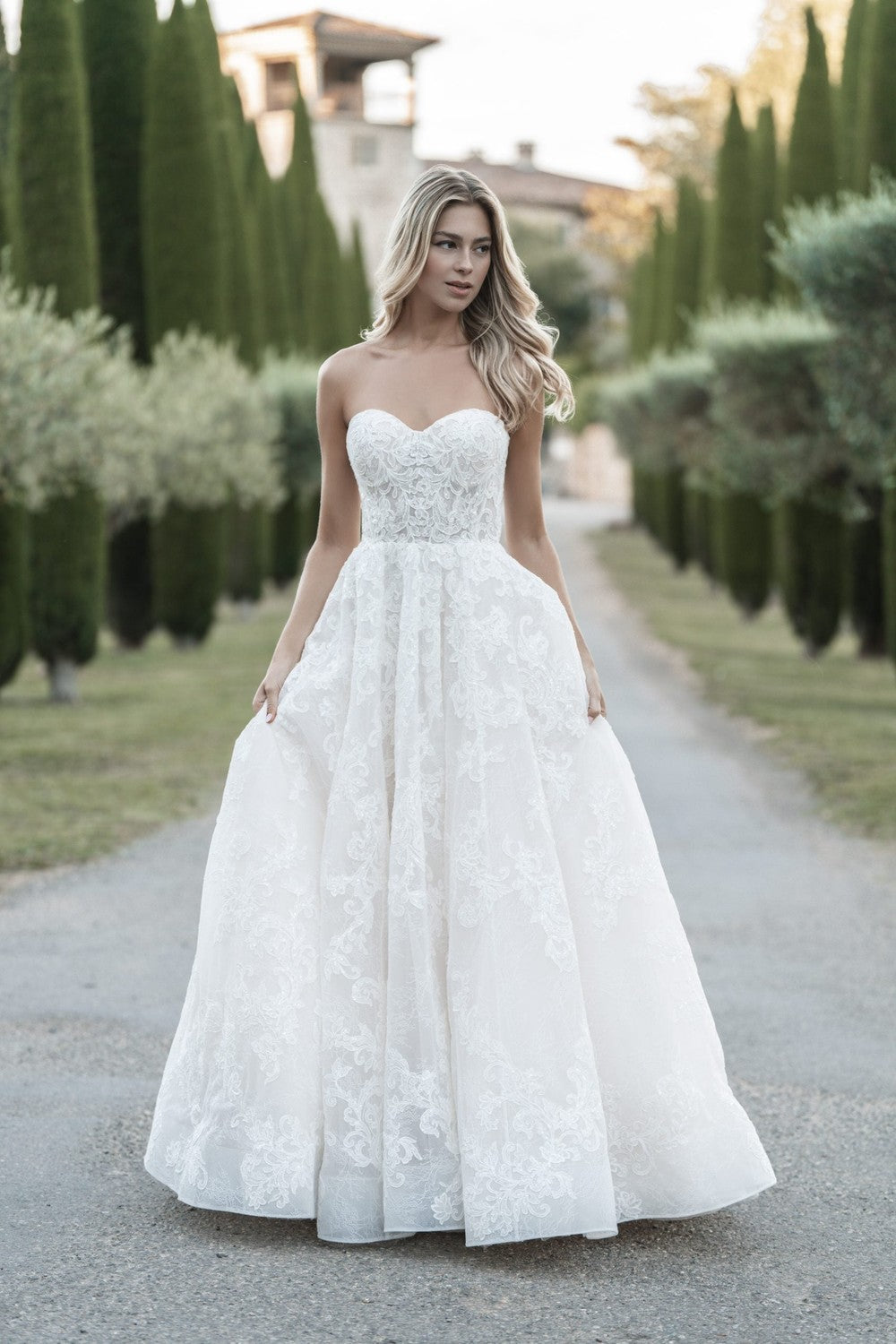 Embellished Lace Ball Gown With Buttons by Allure Bridals — image 1 of 2