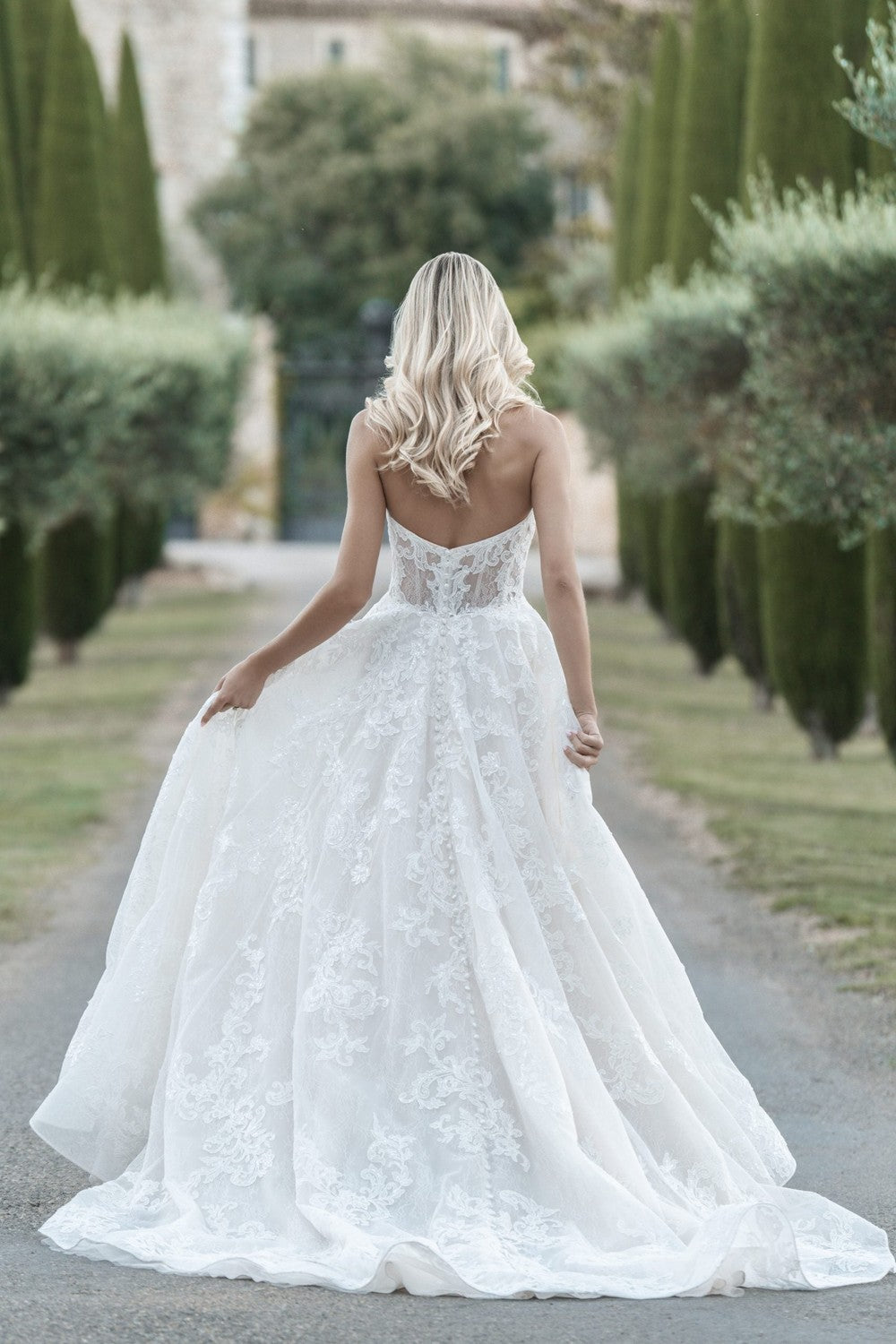 Embellished Lace Ball Gown With Buttons by Allure Bridals — image 2 of 2