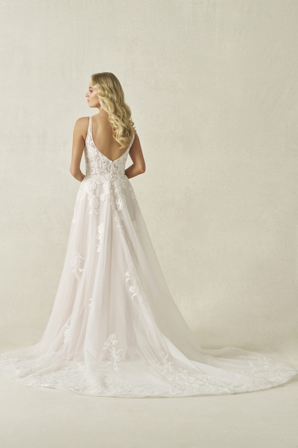 Floral Lace A‑Line Wedding Dress With Beaded Bodice by Allure Bridals — image 2 of 2