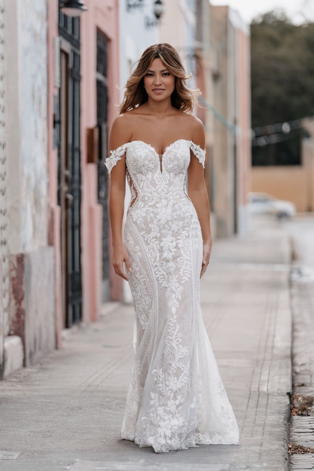 Lace Sheath Wedding Dress With Illusion Back by Allure Bridals — image 1 of 2