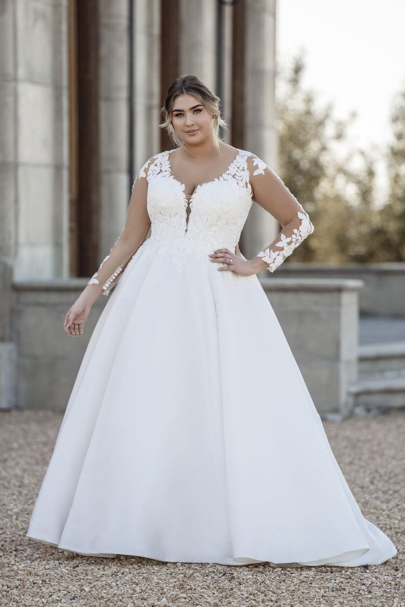 long sleeve full skirt dress Wedding Dresses with Sleeves | Long Sleeve Wedding Dress with Organza Skirt
