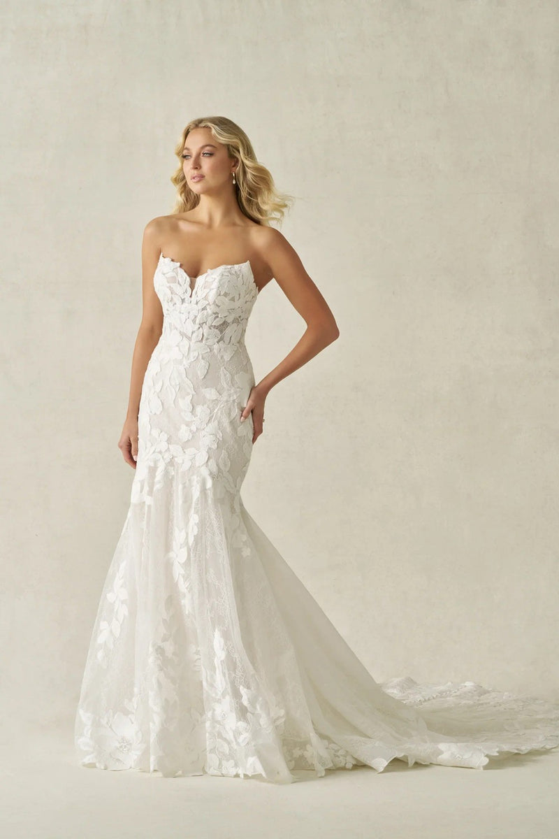 Modern And Romantic Floral Lace Fit-And-Flare Wedding Dress | Kleinfeld Bridal Modern And Romantic Floral Lace Fit-And-Flare Wedding Dress | Kleinfeld Bridal