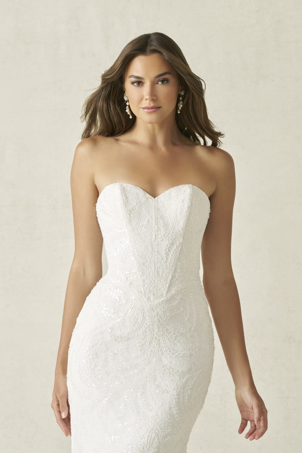 Modern Lace Sheath Wedding Dress With Detachable Overskirt by Allure Bridals — image 5 of 5