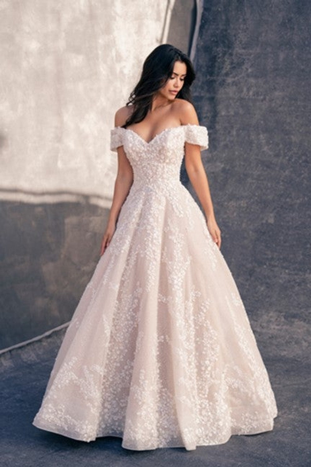Off-The-Shoulder Shimmering Floral Ball Gown by Allure Bridals — image 1 of 2