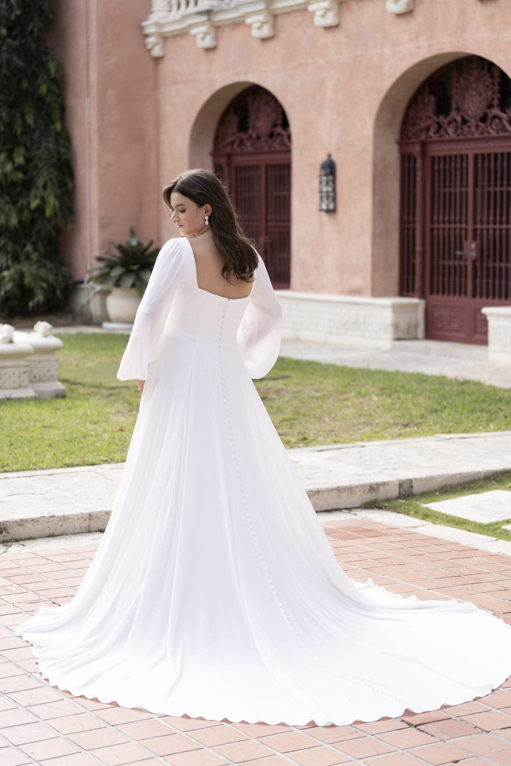 Plus-Size Simple Off-The-Shoulder Fit-And-Flare Wedding Dress by Allure Bridals — image 2 of 2