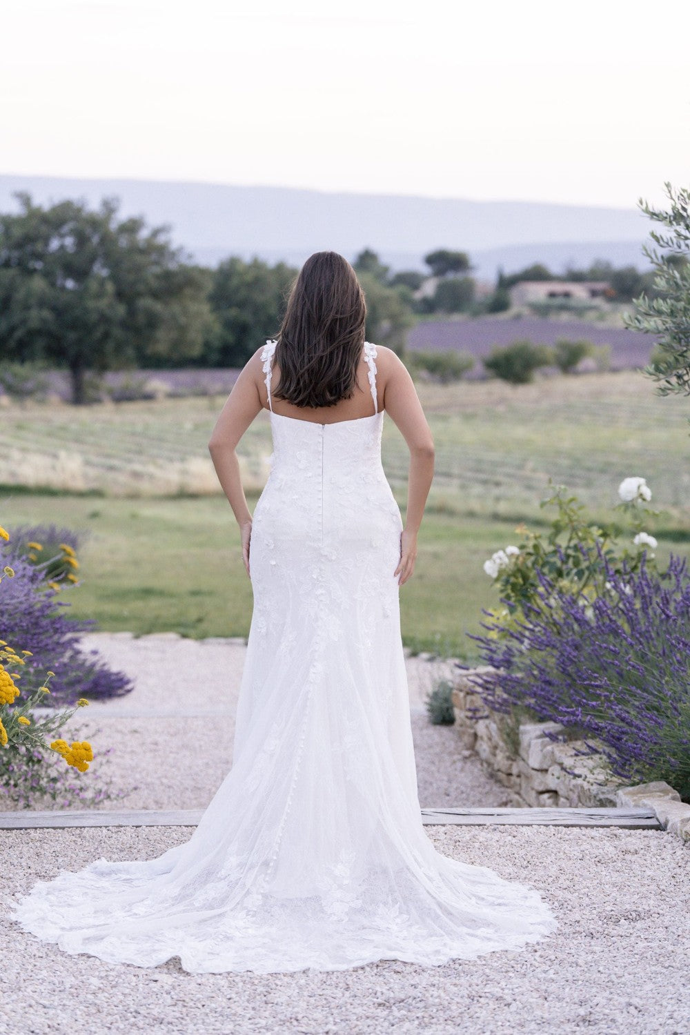Plus-Size Ethereal 3D Floral Sheath Wedding Dress With Buttons by Allure Bridals — image 2 of 2