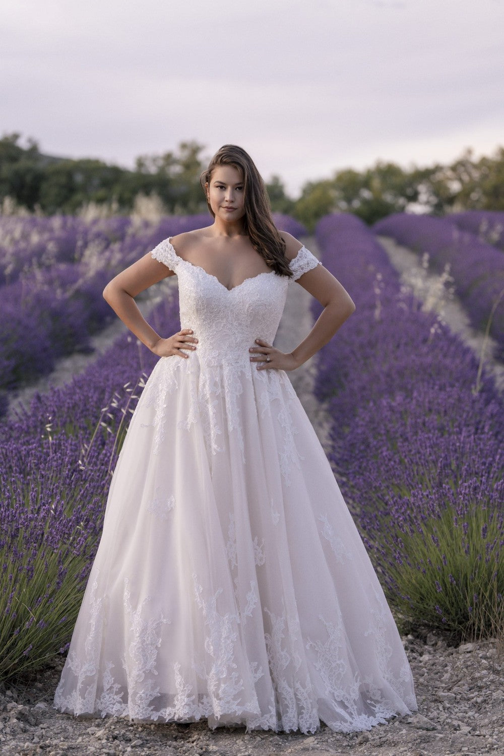 Plus-Size Romantic And Traditional Off-The-Shoulder Lace Ball Gown by Allure Bridals — image 1 of 2
