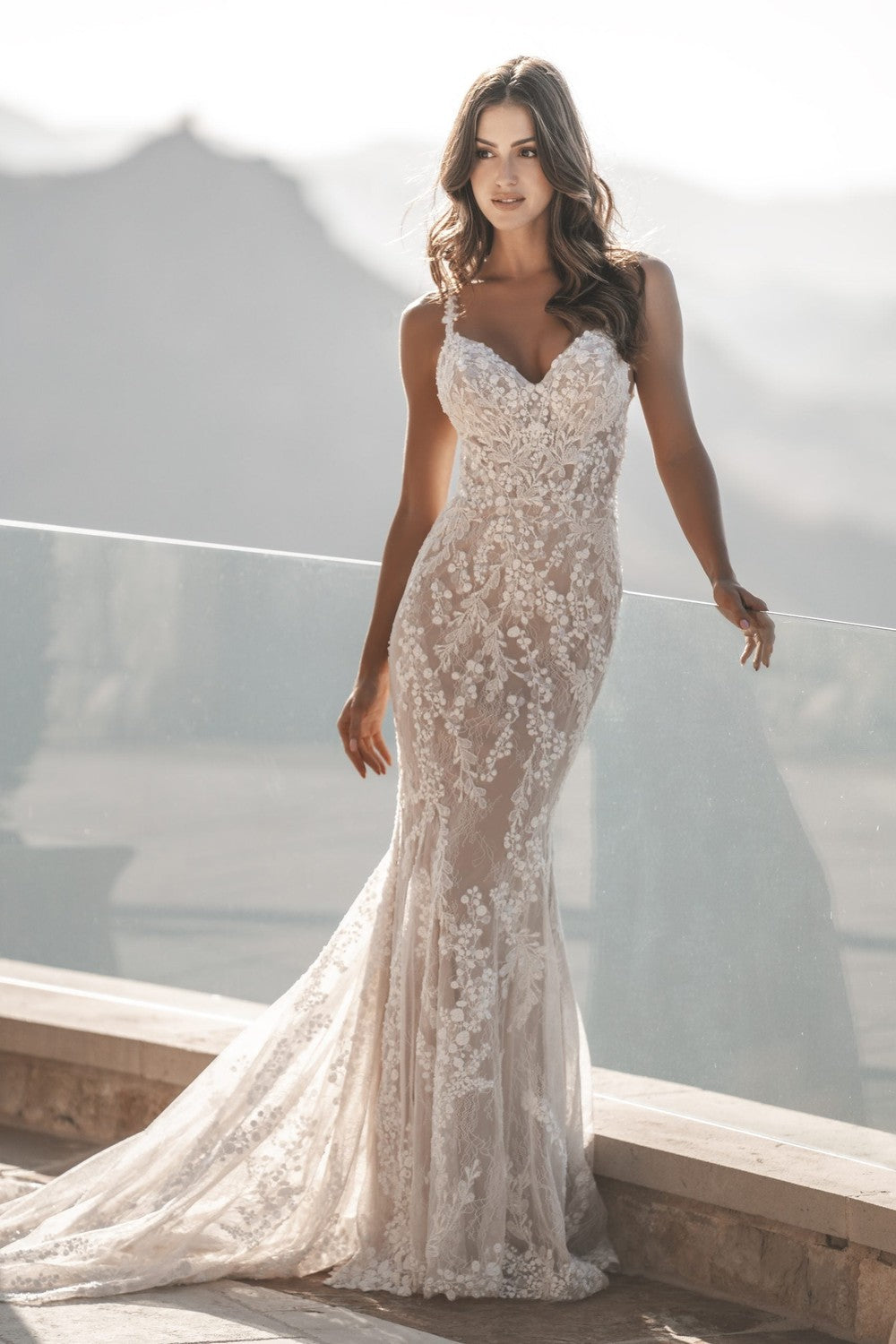 Romantic Chantilly Lace Fit-and-Flare Wedding Dress by Allure Bridals — image 1 of 2