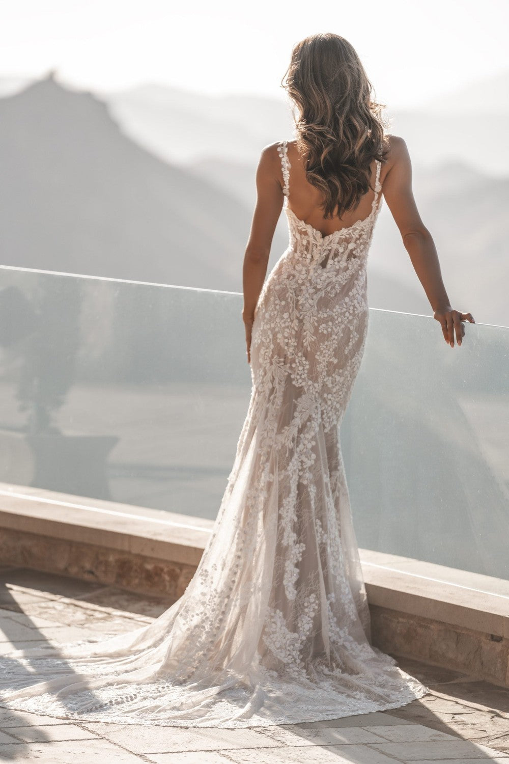 Romantic Chantilly Lace Fit-and-Flare Wedding Dress by Allure Bridals — image 2 of 2