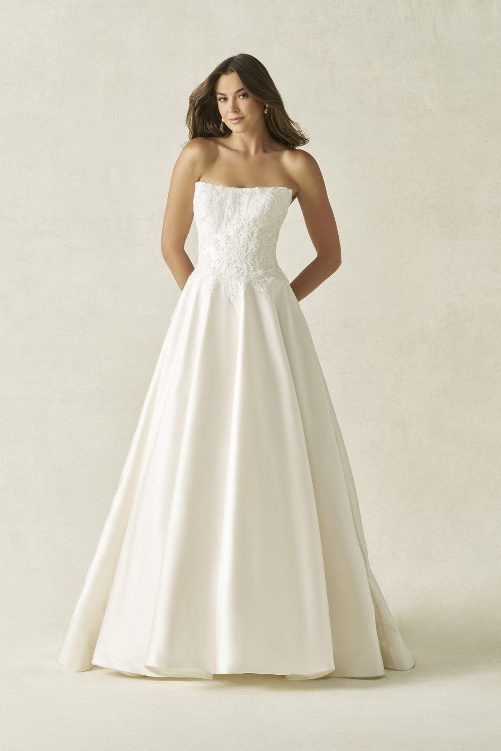 Strapless Beaded Lace A-Line Wedding Dress by Allure Bridals — image 1 of 3