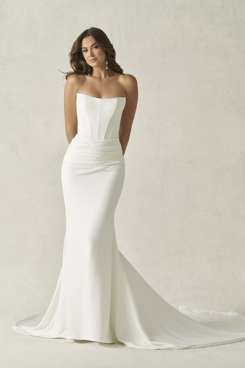 Strapless Sleek Sheath Wedding Dress With Basque Waist by Allure Bridals — image 1 of 3