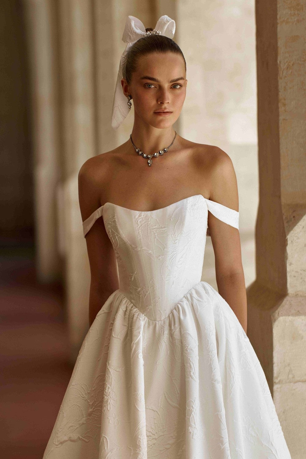 Floral Brocade Basque-Waist A-Line Wedding Dress by Alon Livné for Kleinfeld — image 2 of 2