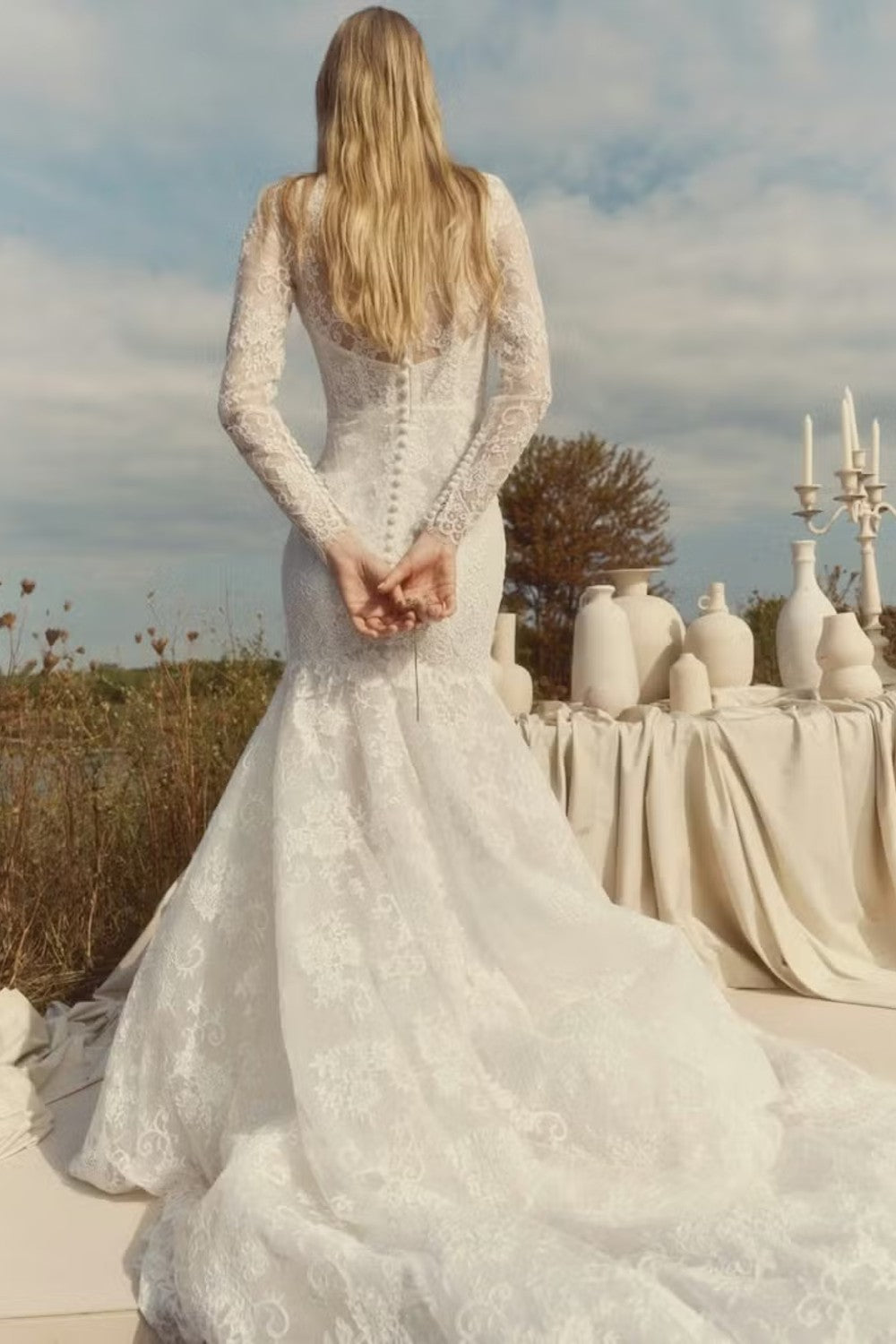 Long‑Sleeve Lace Mermaid Gown With Illusion High Neckline by Alyne by Rita Vinieris — image 2 of 2
