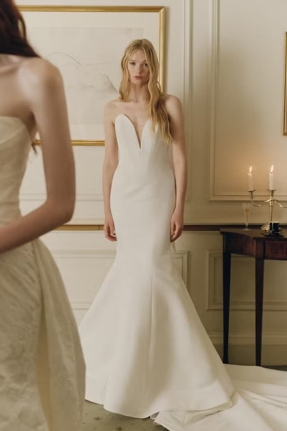 Simple And Modern Fit-And-Flare Wedding Dress With Bow And Buttons by Alyne by Rita Vinieris — image 1 of 2