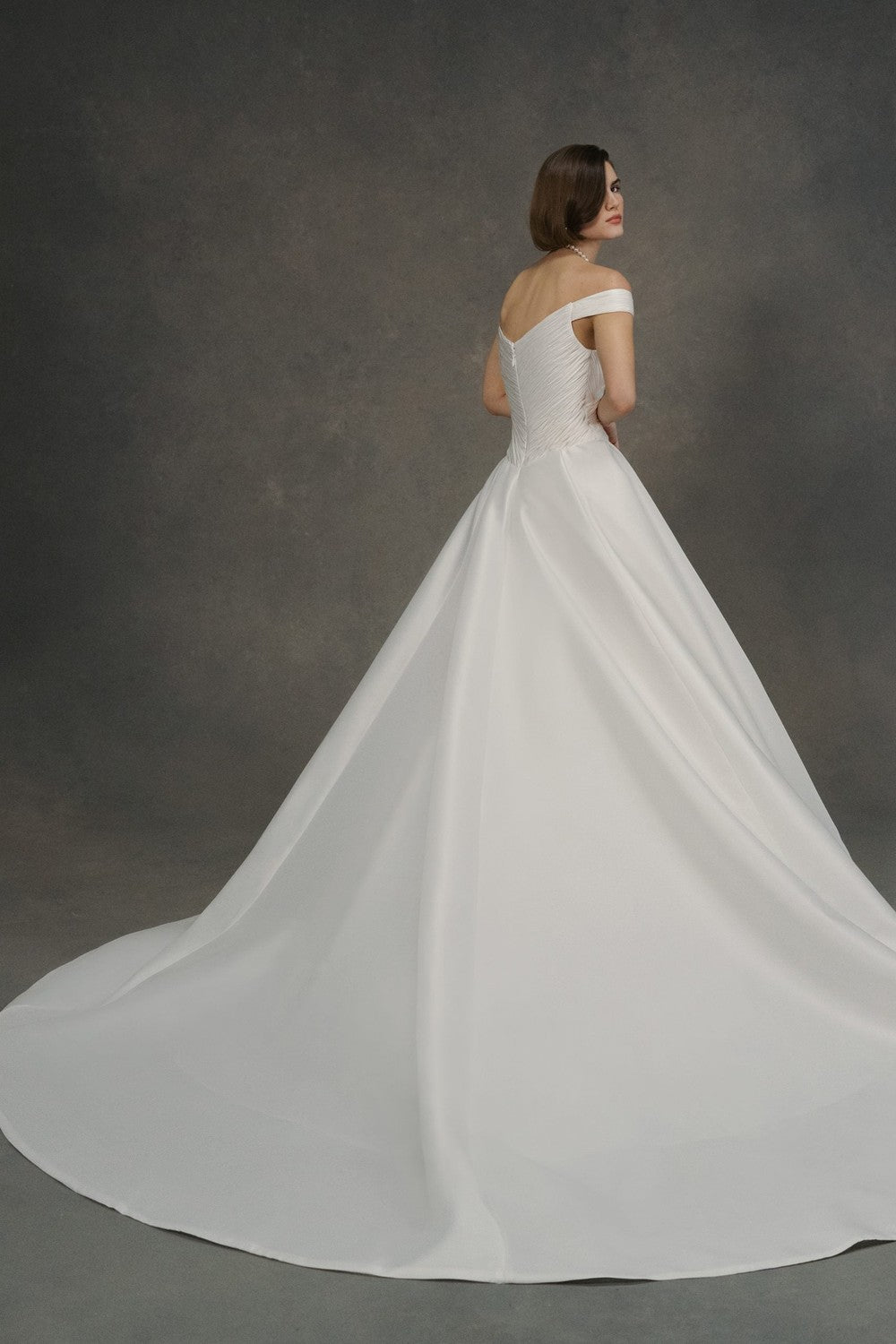 Elegant And Sophisticated Off-The-Shoulder Basque-Waist Ball Gown by Anne Barge — image 2 of 2