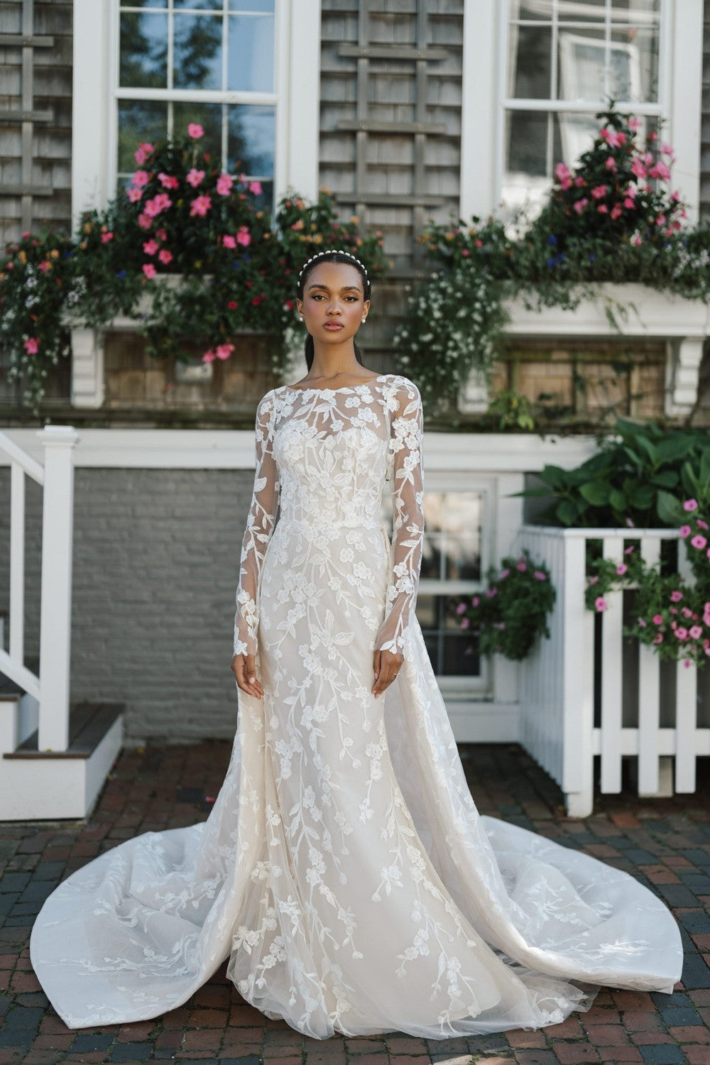 Long Sleeve Floral Sheath Wedding Dress | Kleinfeld Bridal Long Sleeve Floral Sheath Wedding Dress | Kleinfeld Bridal