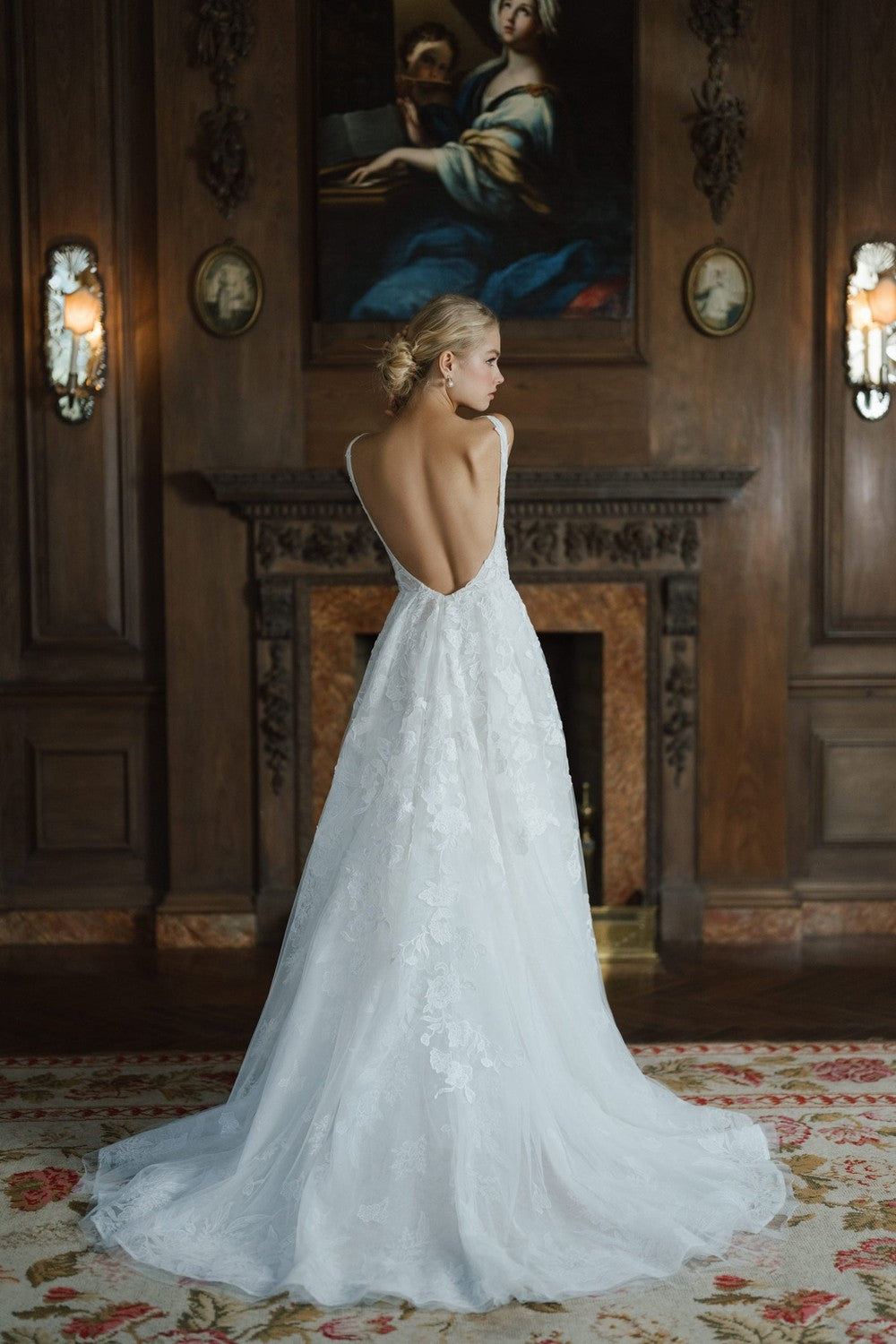 Scoop Neck Floral A-Line Gown by Anne Barge — image 2 of 2