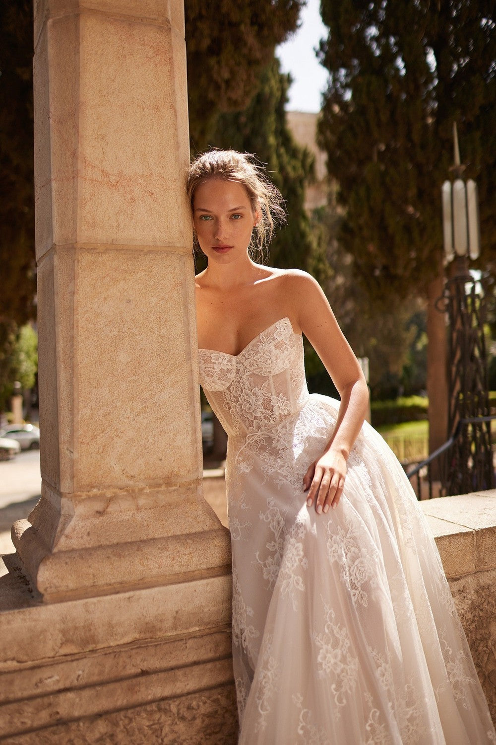 Romantic Lace A-Line Wedding Dress With Detachable Shawl by Arava Polak — image 2 of 3