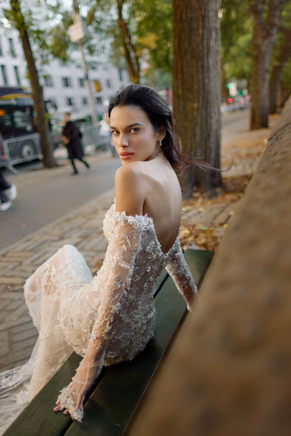 Beaded Long Sleeve Fit-and-Flare Dress | Kleinfeld Bridal Beaded Long Sleeve Fit-and-Flare Dress | Kleinfeld Bridal