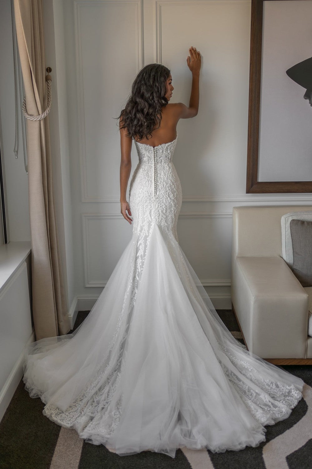 Beaded Fit-and-Flare Wedding Dress With Buttons by Blanche Bridal — image 2 of 2