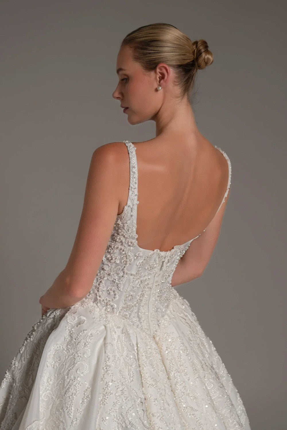 Dramatic Beaded Ball Gown With Basque Waist by Blanche Bridal — image 3 of 4