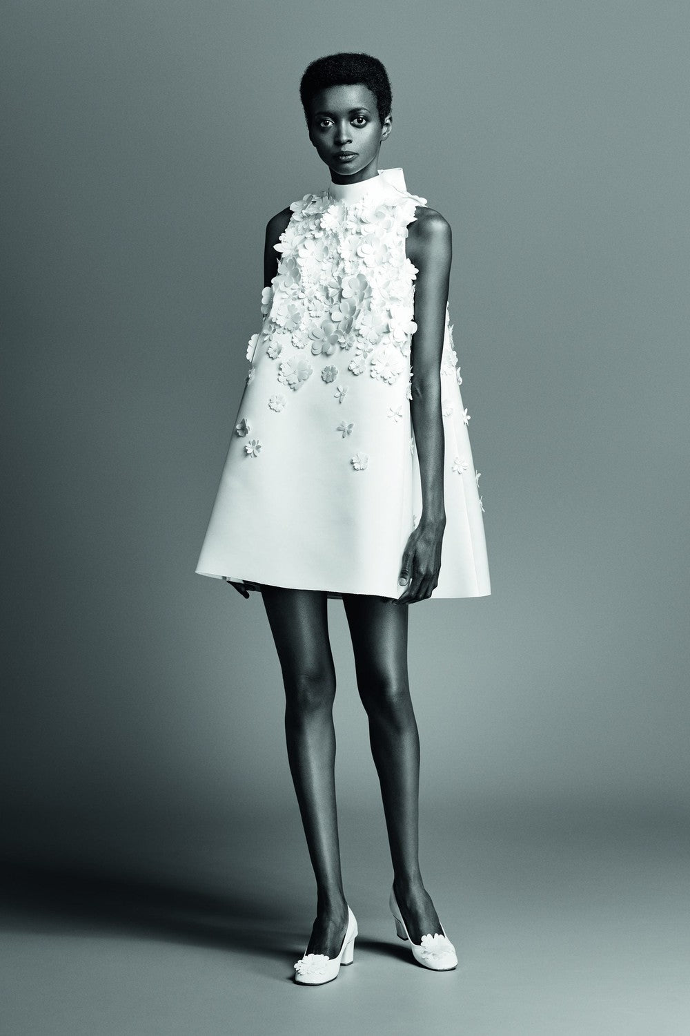 Chic 3D Floral Bridal Mini Dress With Bow by Viktor & Rolf — image 1 of 2