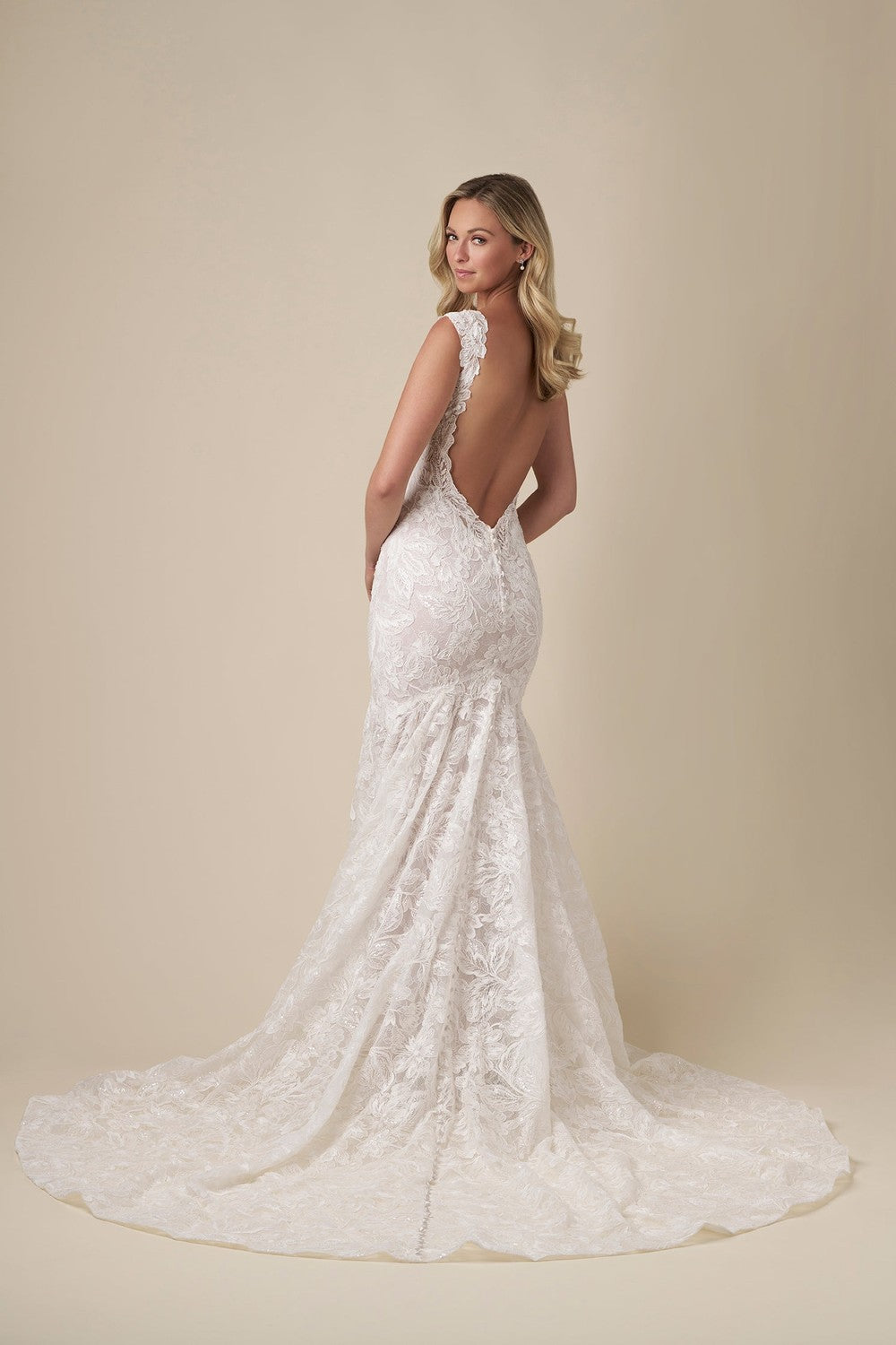 Romantic And Sexy Floral-Embroidered Fit-And-Flare Wedding Dress With Open Back by Danielle Caprese — image 2 of 2