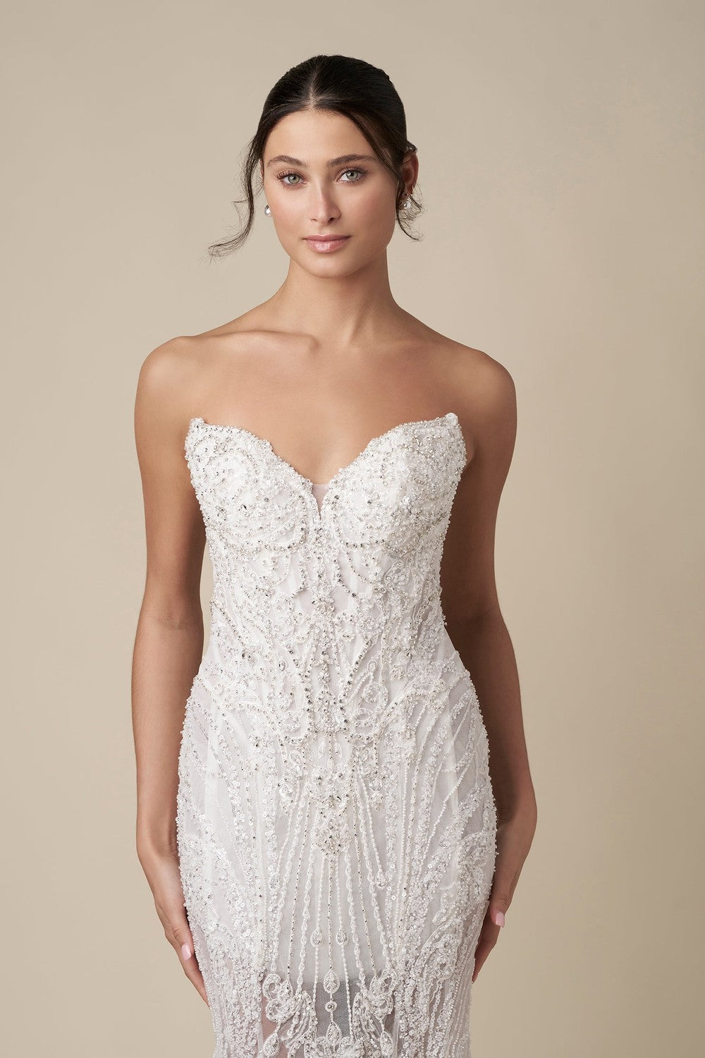 Strapless Fully-Embellished Fit-And-Flare Wedding Dress by Danielle Caprese — image 2 of 3