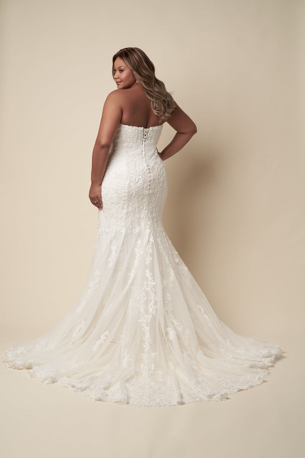 Unique And Glamorous Beaded Lace Fit-And-Flare Wedding Dress by Danielle Caprese — image 3 of 3