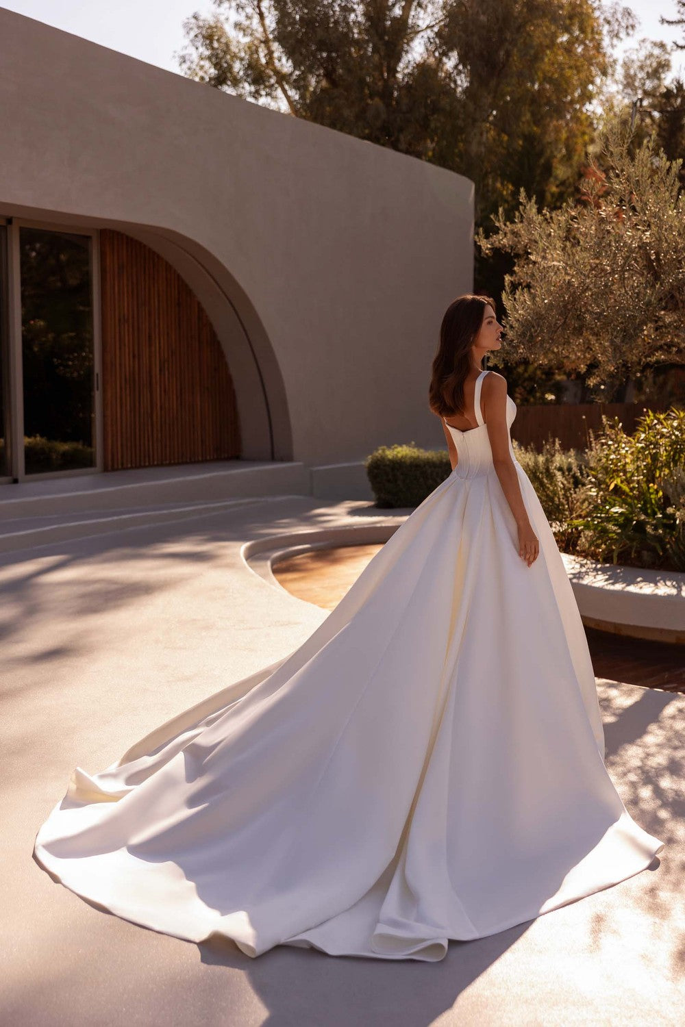 Simple And Dramatic Corset Ball Gown With Straps by Demetrios — image 2 of 2