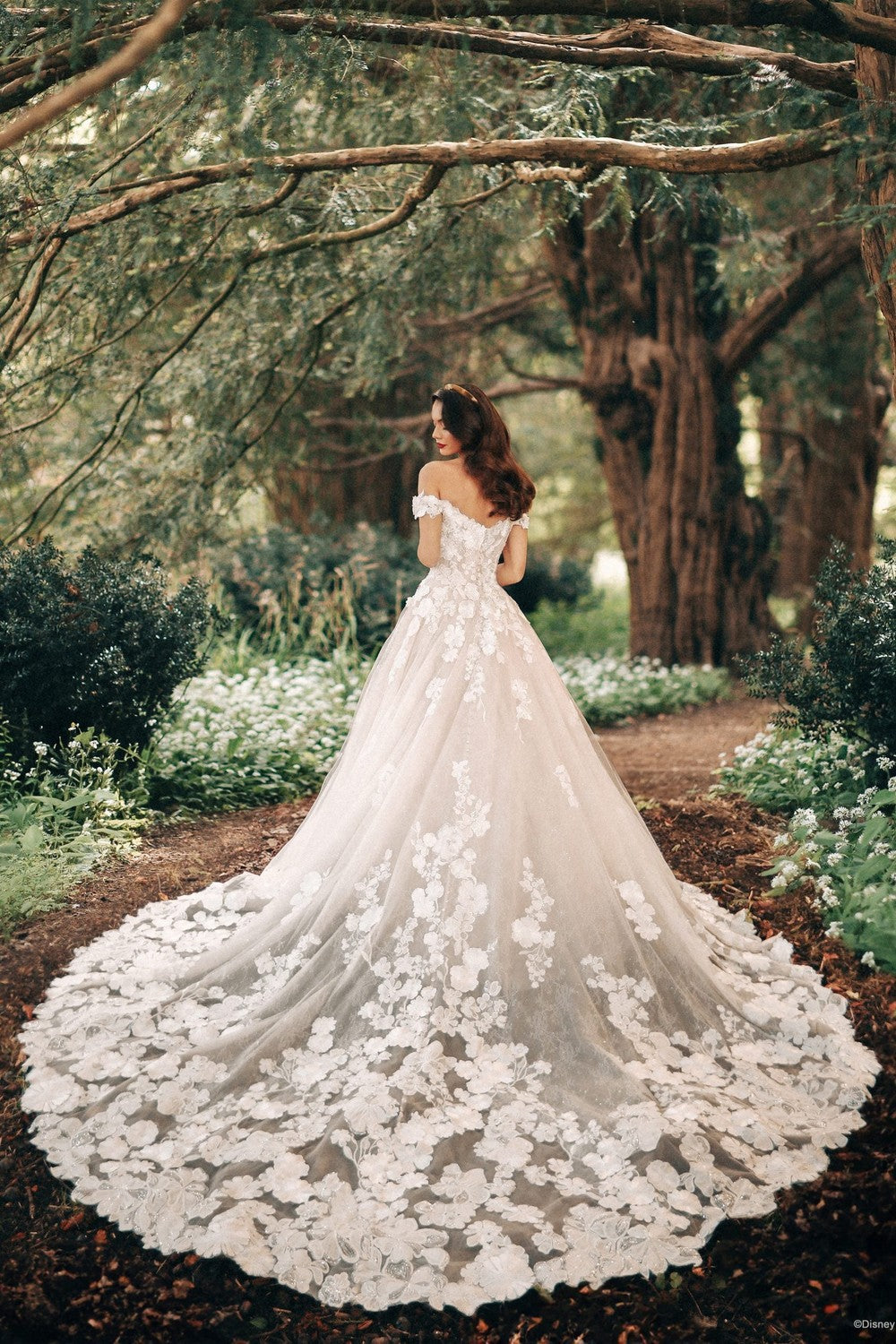 Off-the-Shoulder Dramatic Floral Ball Gown With Buttons by Disney Fairy Tale Weddings Collection — image 2 of 2