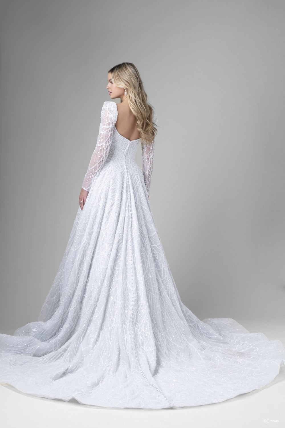 Puff Long Sleeve Embellished Ball Gown