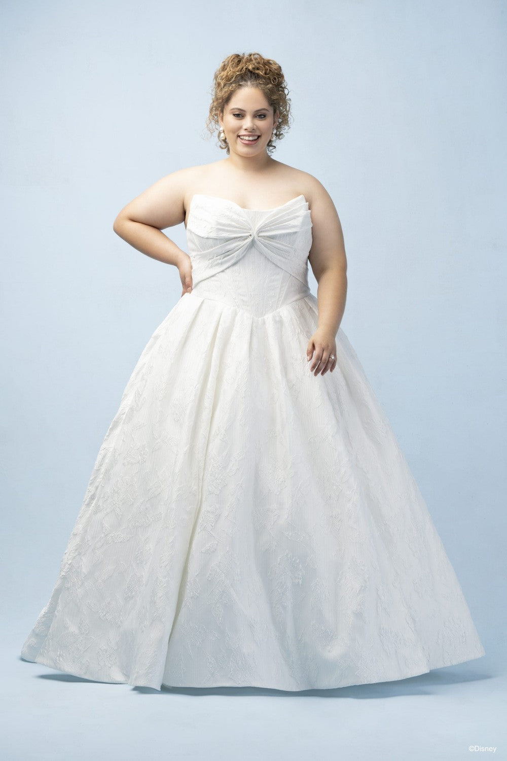 Plus-Size Hand-Draped Jacquard Center Twist Ball Gown by Disney Fairy Tale Weddings Collection