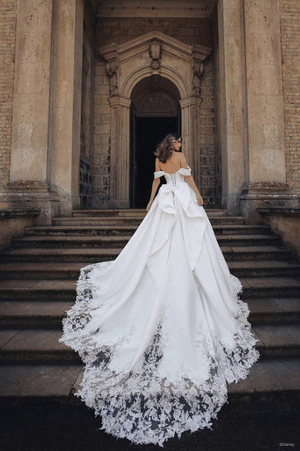 Off-The-Shoulder Mikado Ball Gown With Lace Train by Disney Fairy Tale Weddings Collection — image 2 of 2