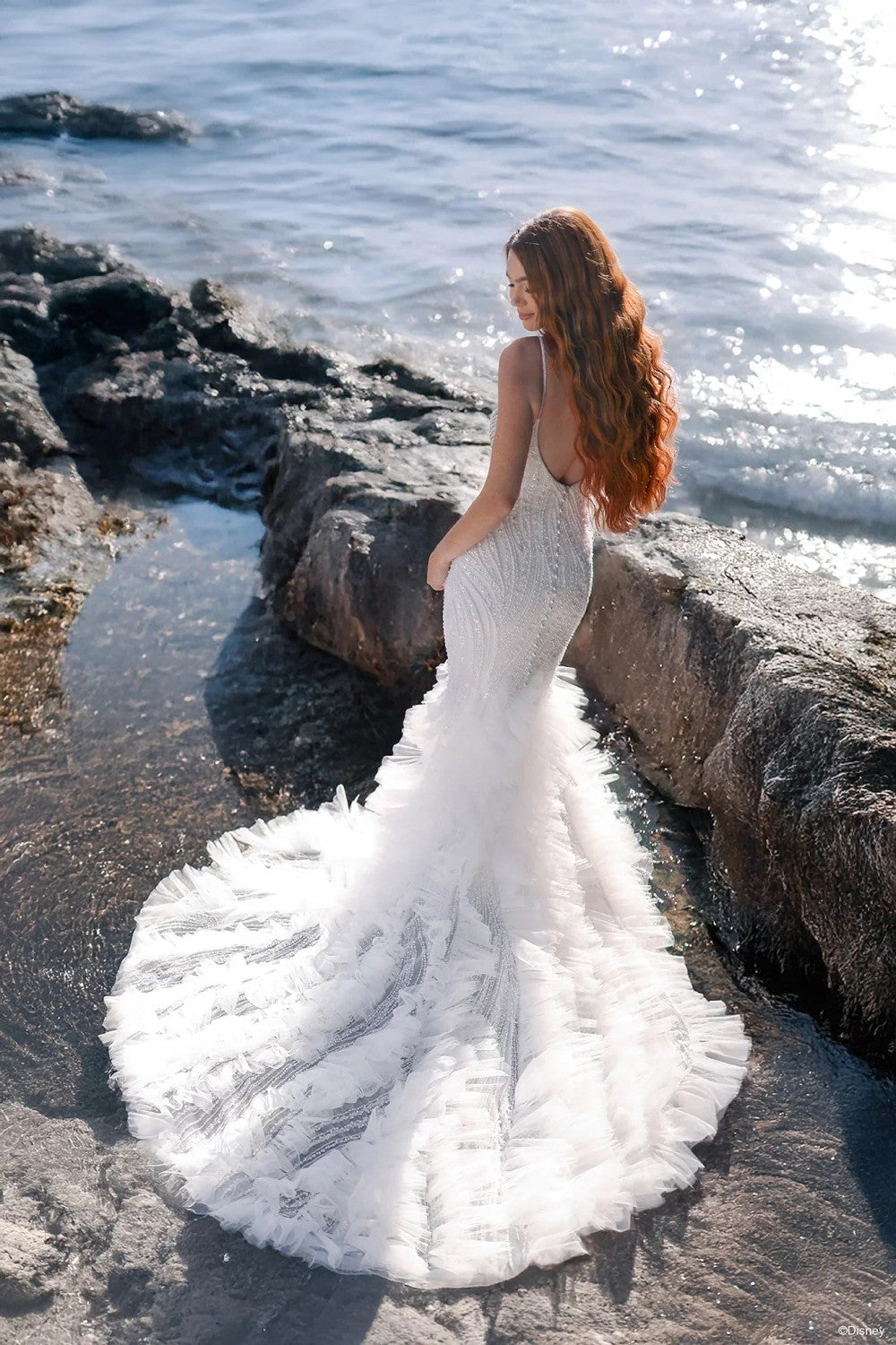 Shimmering Fit-And-Flare Wedding Dress With Ruffled Tulle Skirt by Disney Fairy Tale Weddings Collection — image 2 of 4