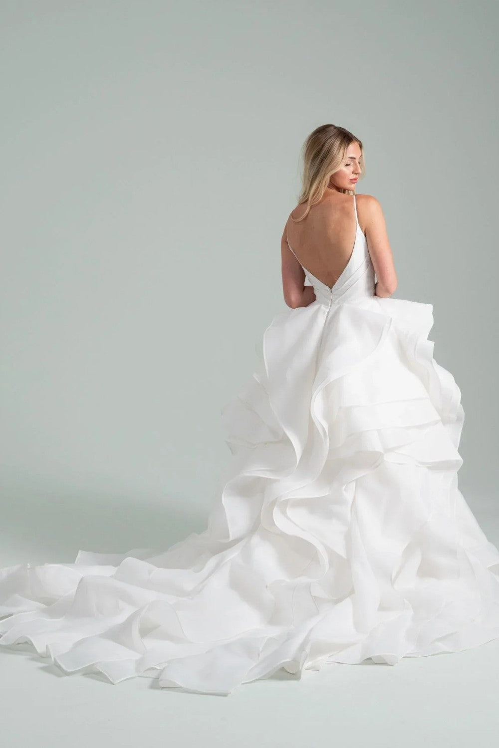 Dramatic And Modern V-Neck Silk Organza Tiered Ball Gown by Hayley Paige — image 2 of 2